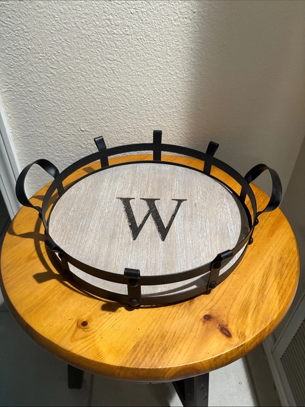 Monogram W Round Serving Tray
